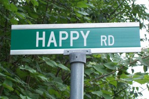 Happy Road sign
